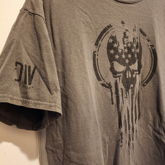 Dion Wear Charcoal gray Flag skull short sleeve shirt Size XXL - Picture 7 of 8